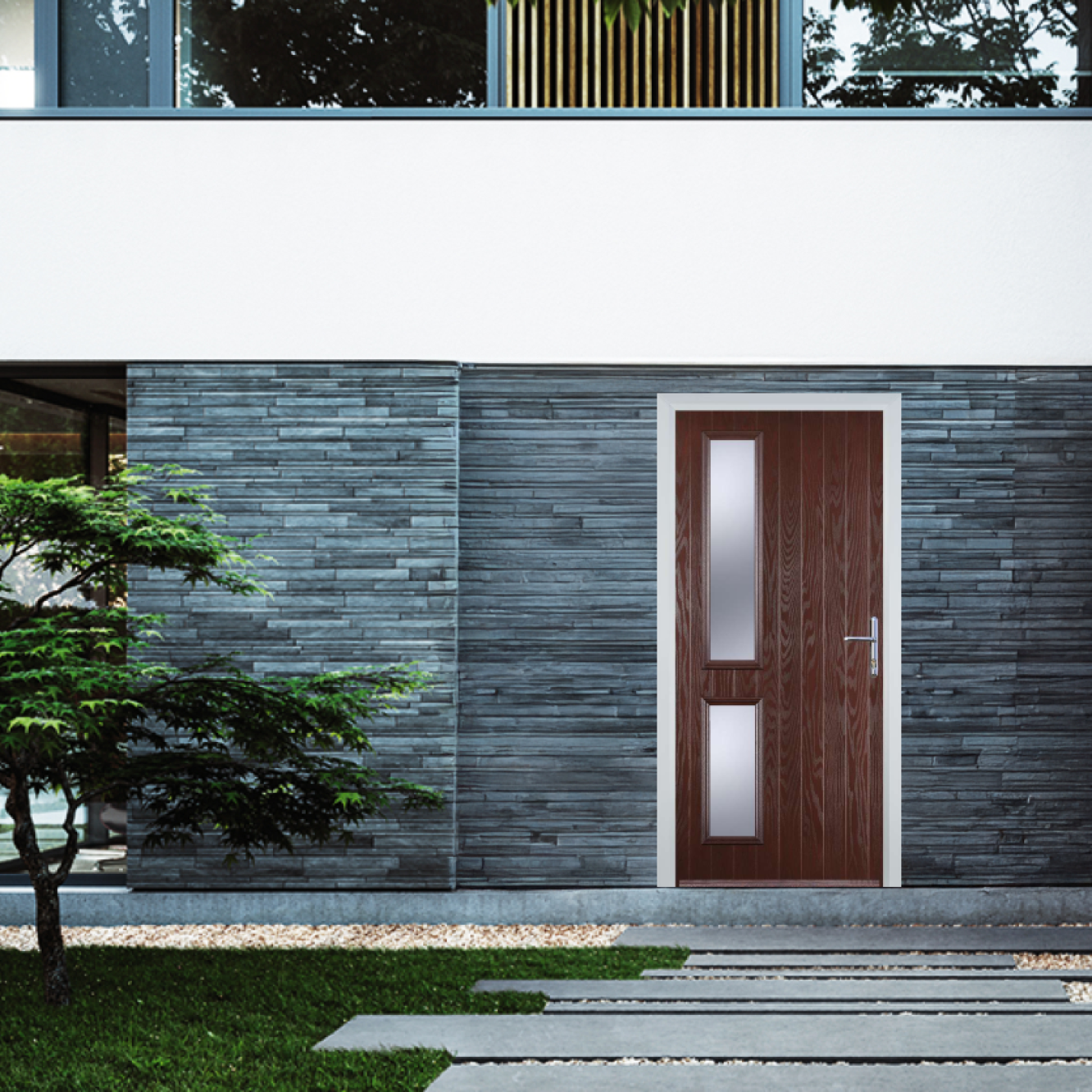 Door Stop Twin Side (ZH) Composite Contemporary Door In Dark Wood Image