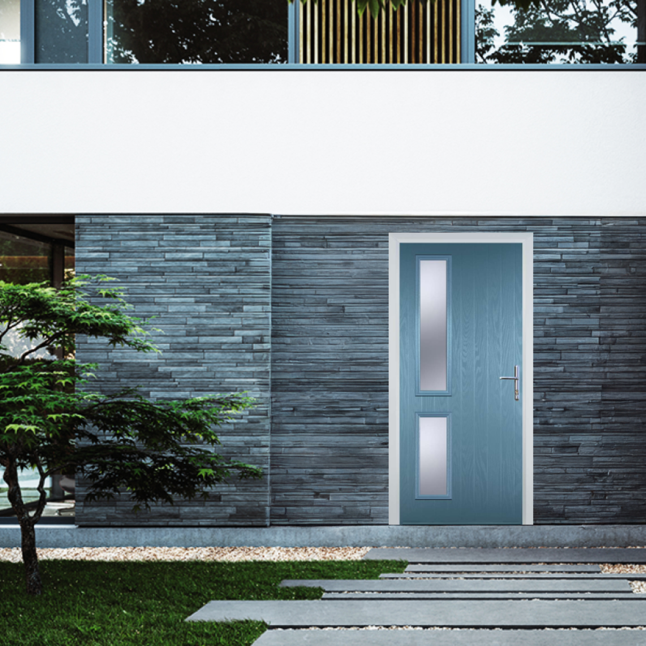 Door Stop Twin Side (ZH) Composite Contemporary Door In Pastel Blue Image