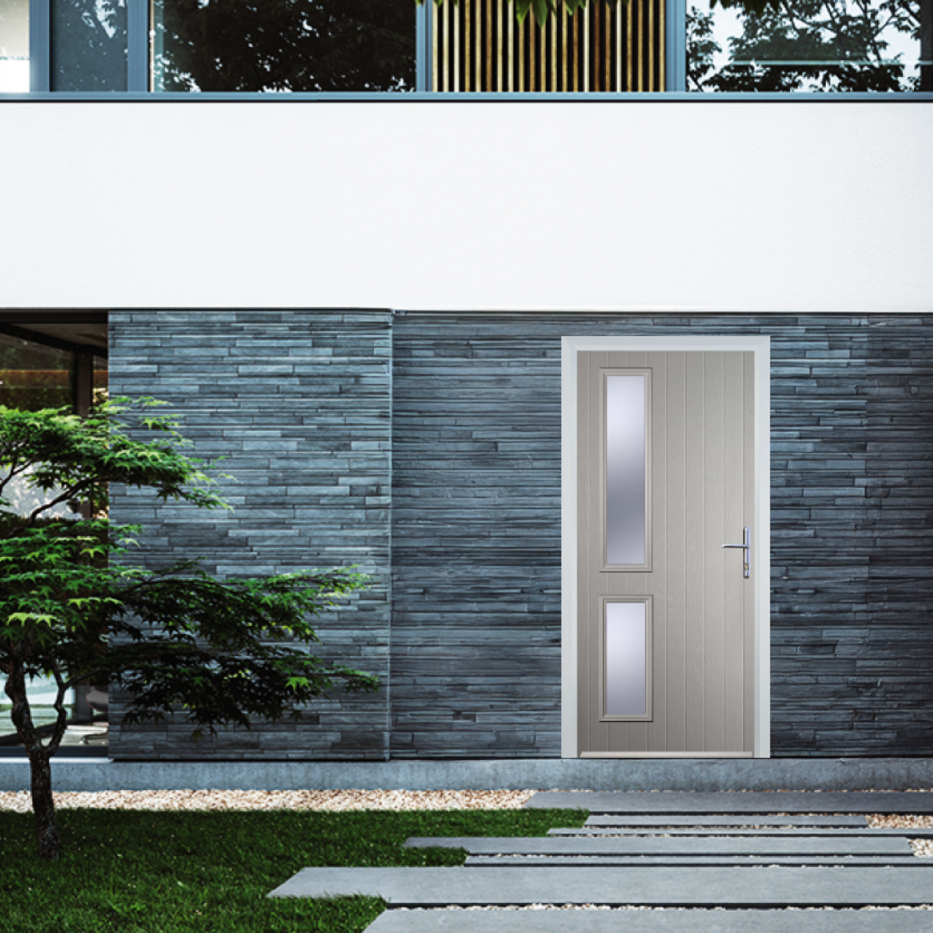 Door Stop Twin Side (ZH) Composite Contemporary Door In Agate Grey Image