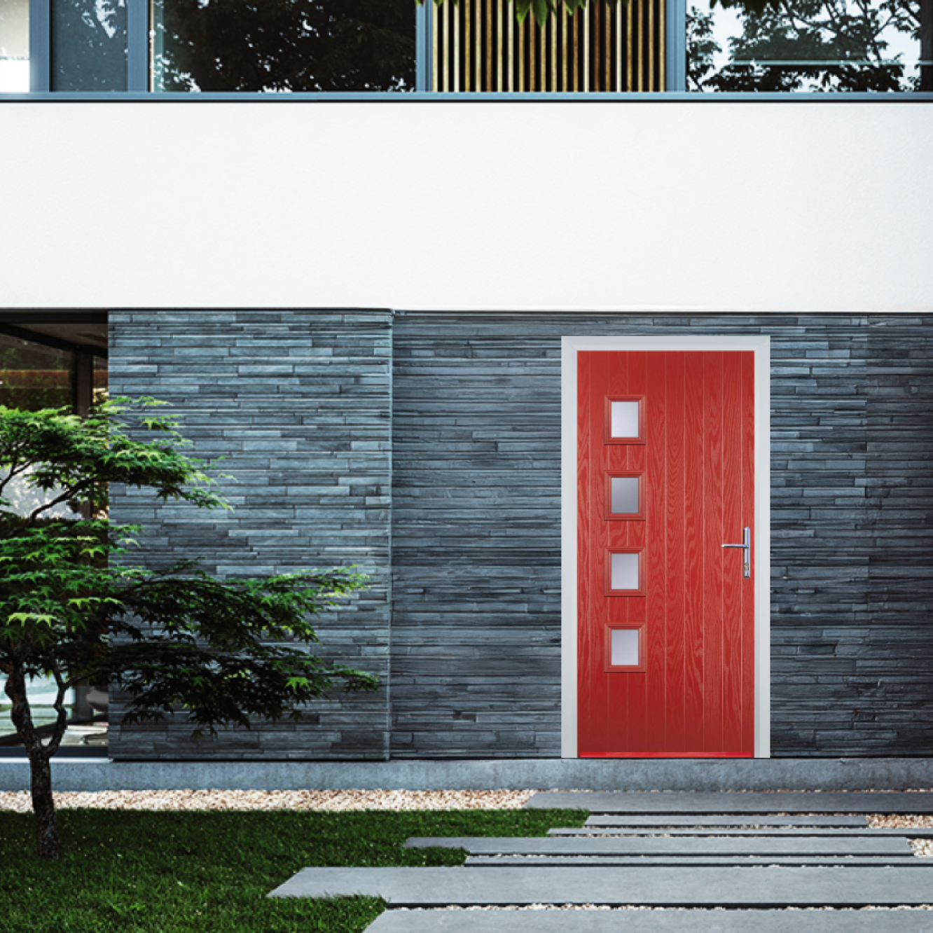 Door Stop 4 Square (W4H) Composite Contemporary Door In Red Image