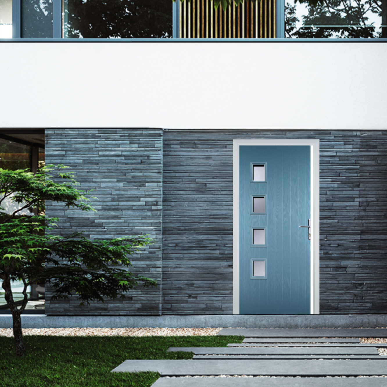 Door Stop 4 Square (W4H) Composite Contemporary Door In Pastel Blue Image
