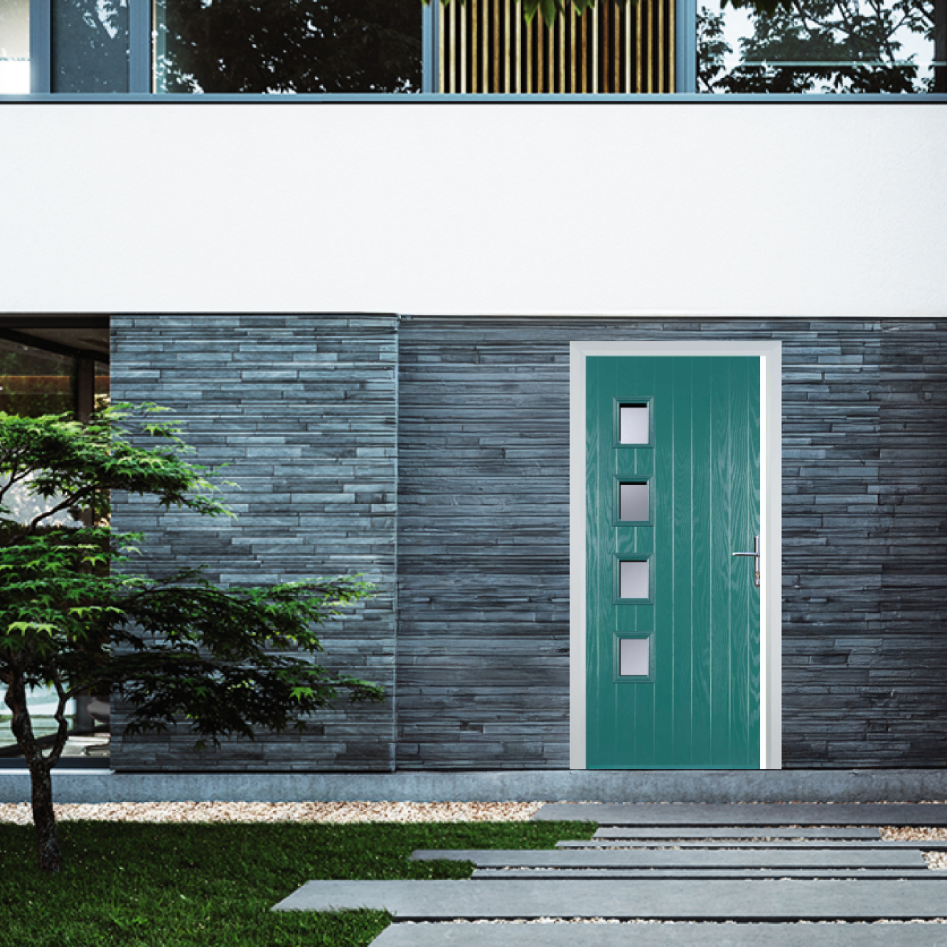 Door Stop 4 Square (W4H) Composite Contemporary Door In Turquoise Blue Image