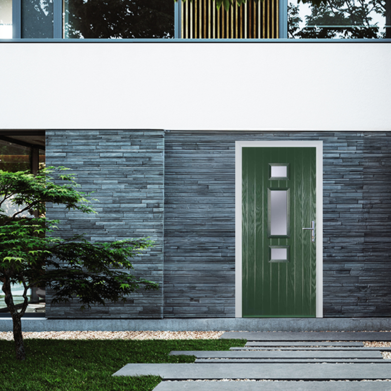 Door Stop Mid 3 Square (S) Composite Contemporary Door In Green Image