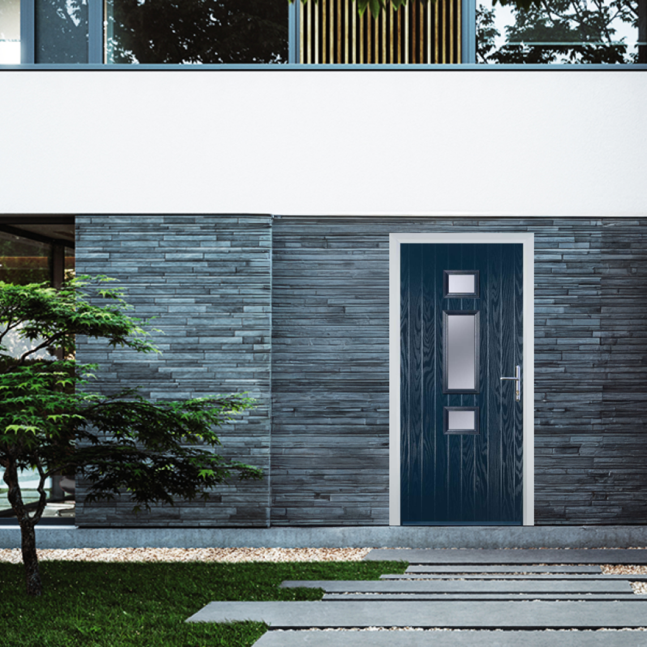 Door Stop Mid 3 Square (S) Composite Contemporary Door In Blue Image