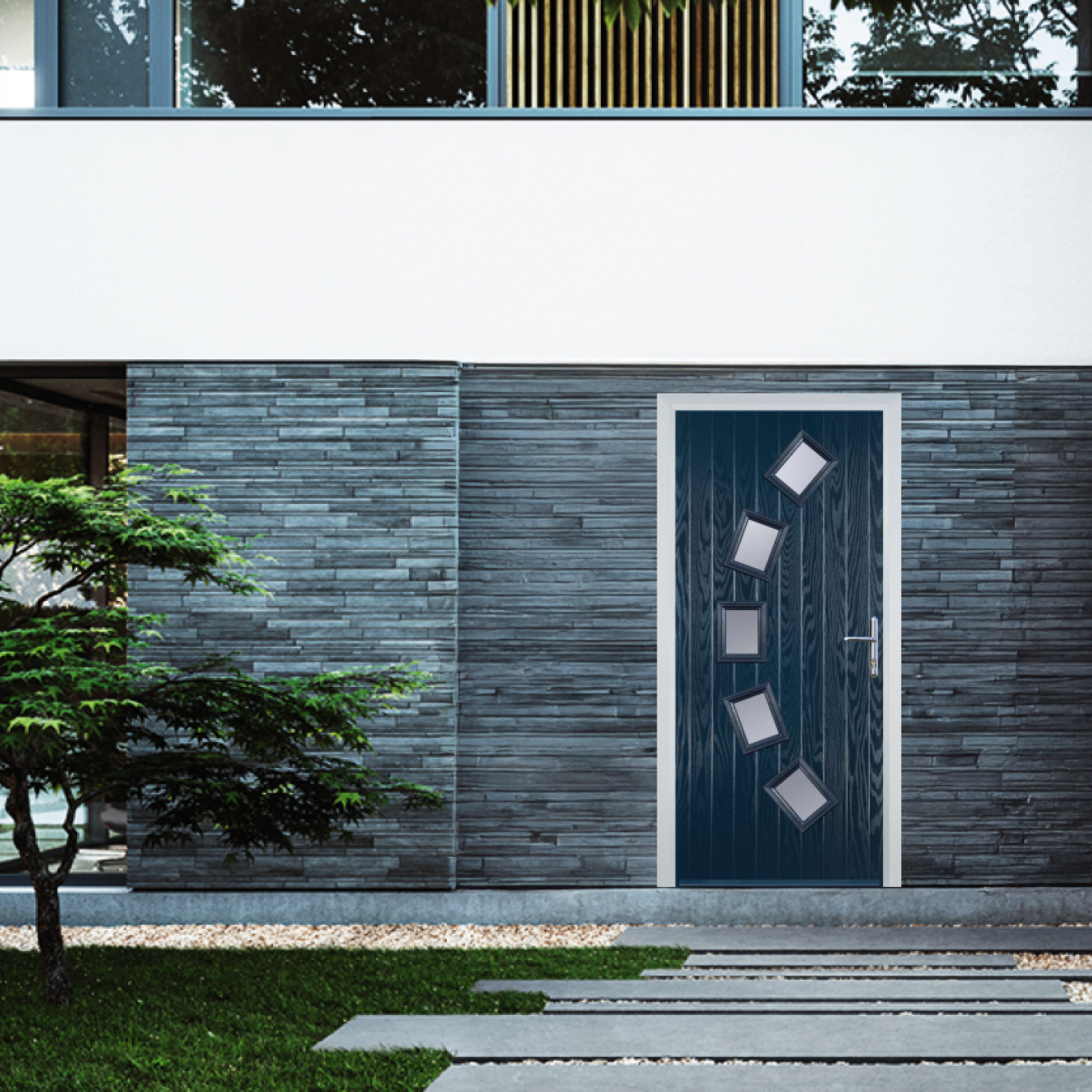 Door Stop 5 Square Curved (54) Composite Contemporary Door In Blue Image
