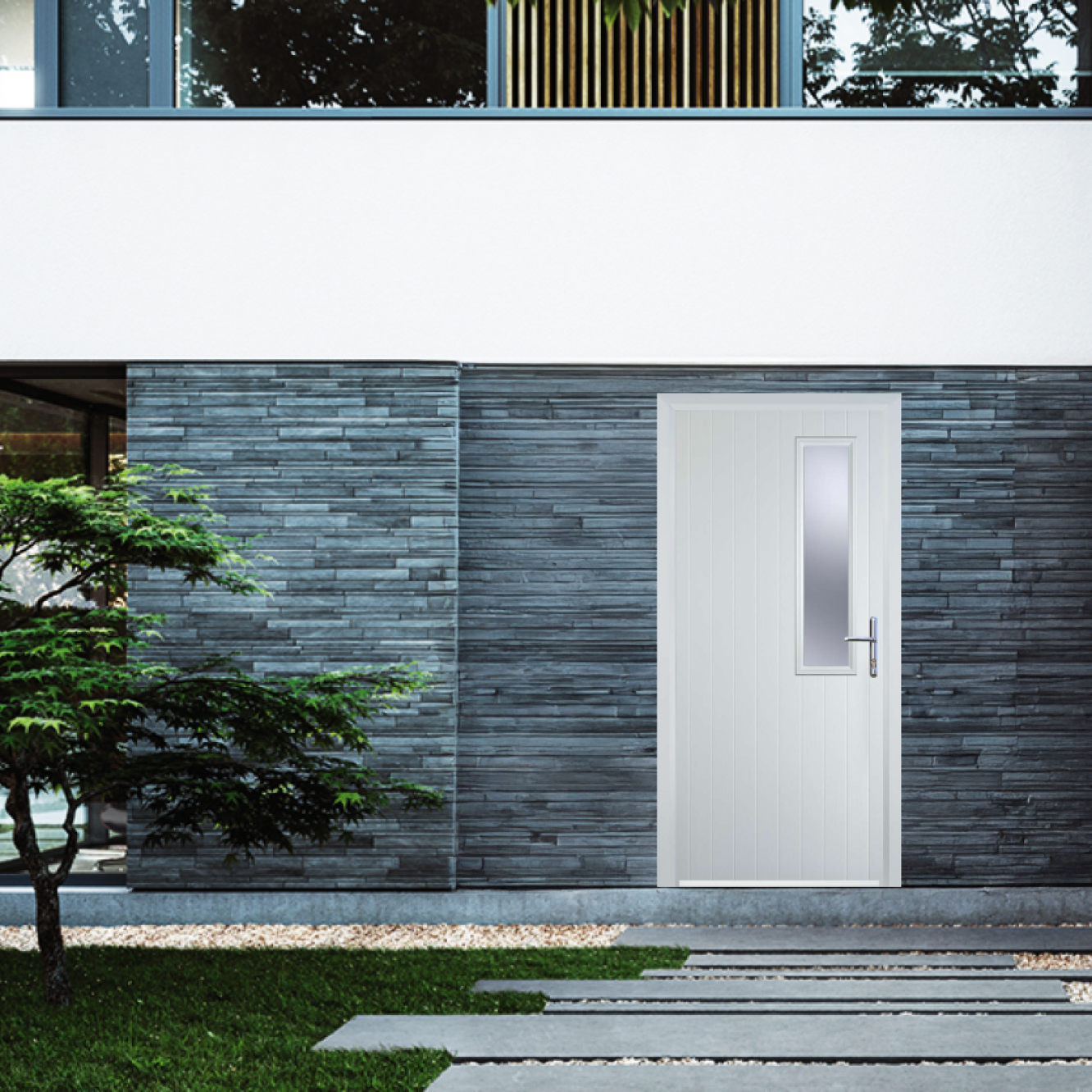 Door Stop Mid Square (56) Composite Contemporary Door In White Image