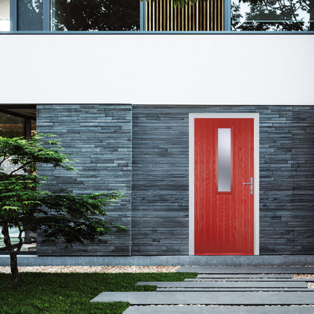 Door Stop Mid Square (57) Composite Contemporary Door In Red Image