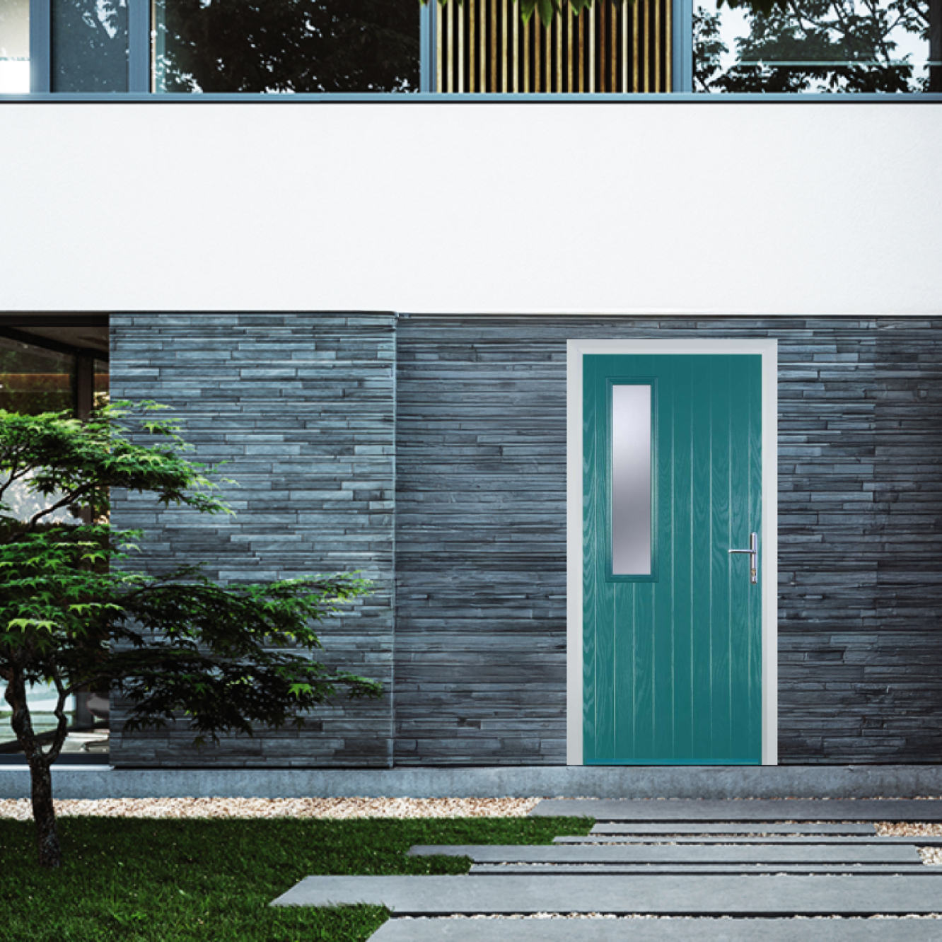 Door Stop Mid Square (58) Composite Contemporary Door In Turquoise Blue Image