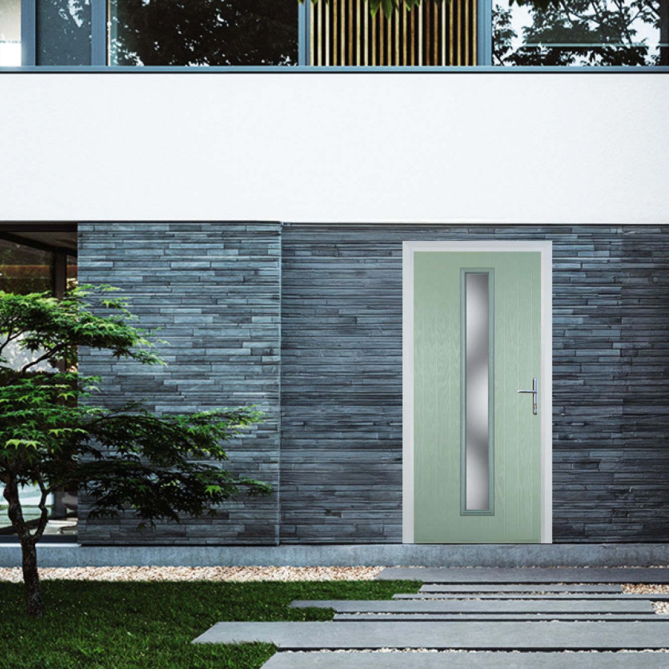 Door Stop Cottage Long (59) Composite Contemporary Door In Chartwell Green Image