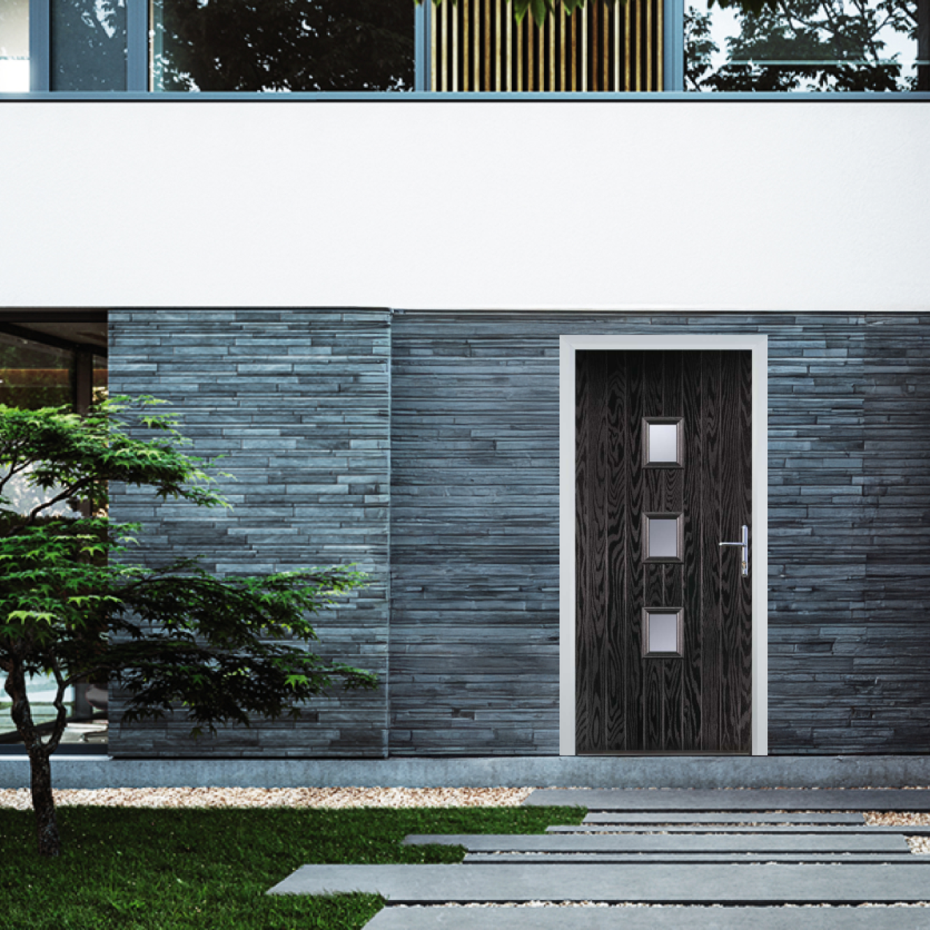 Door Stop 3 Square Mid (Y3) Composite Contemporary Door In Black Brown Image