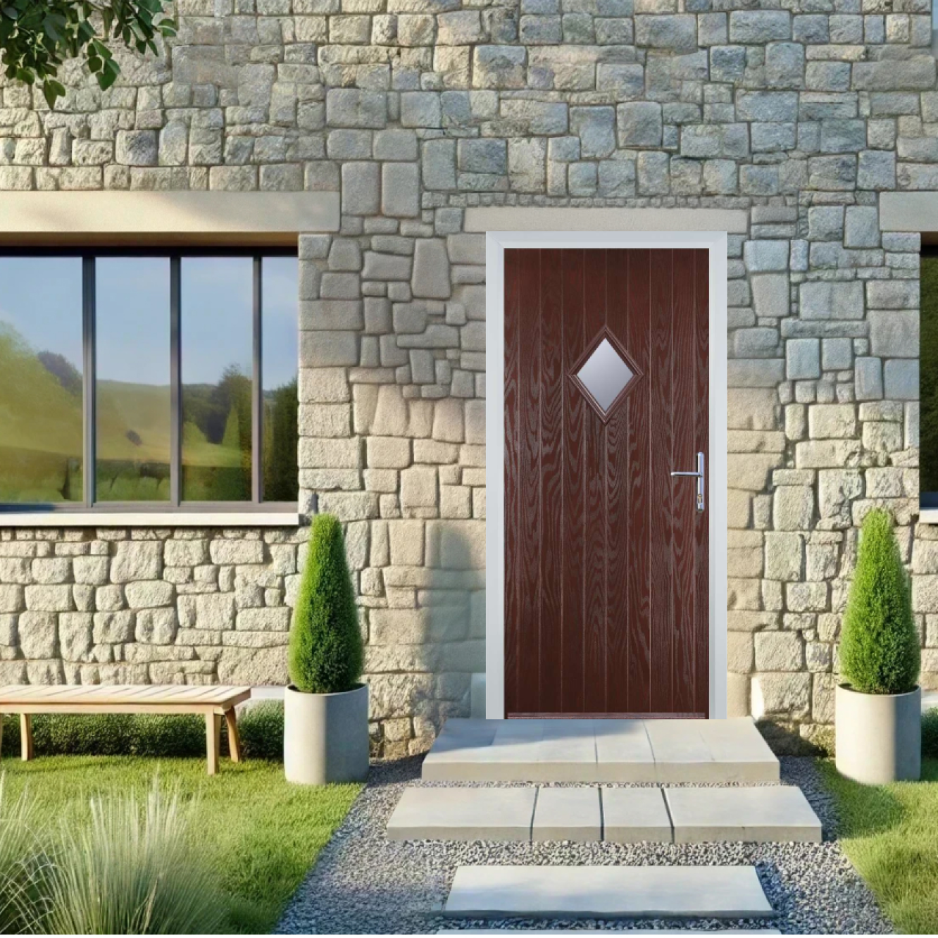 Door Stop Diamond (P) Composite Cottage Door In Dark Wood Image