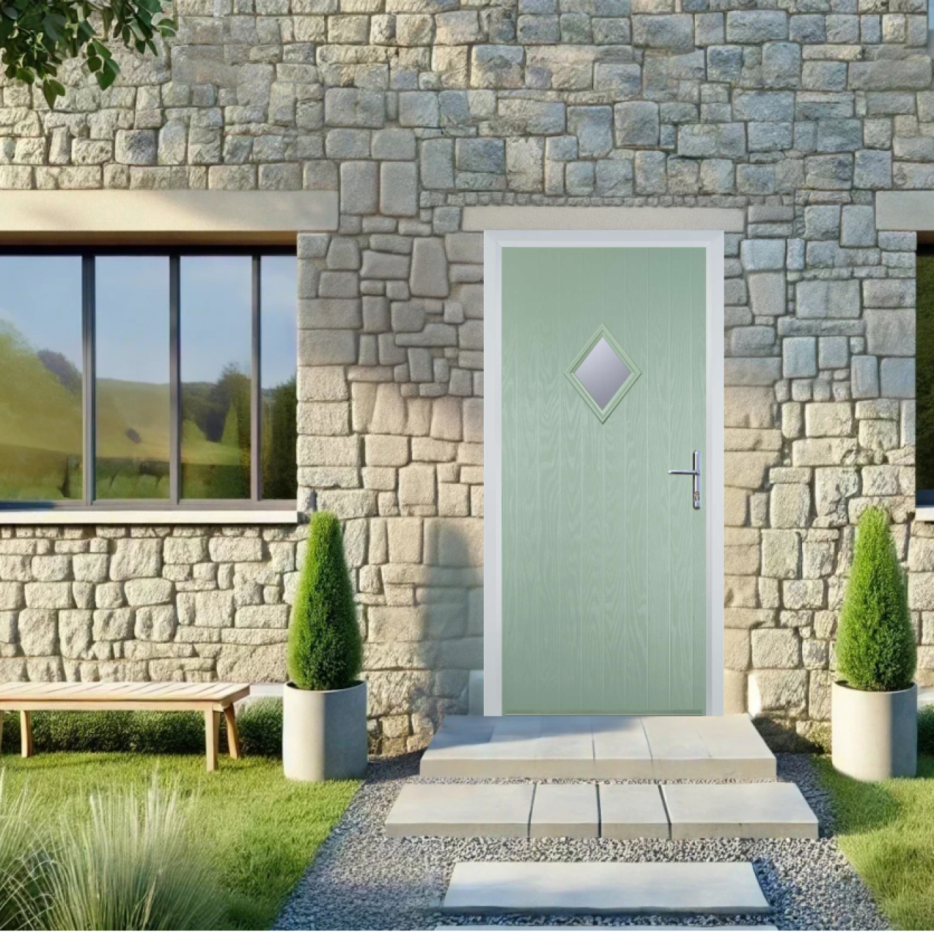 Door Stop Diamond (P) Composite Cottage Door In Chartwell Green Image
