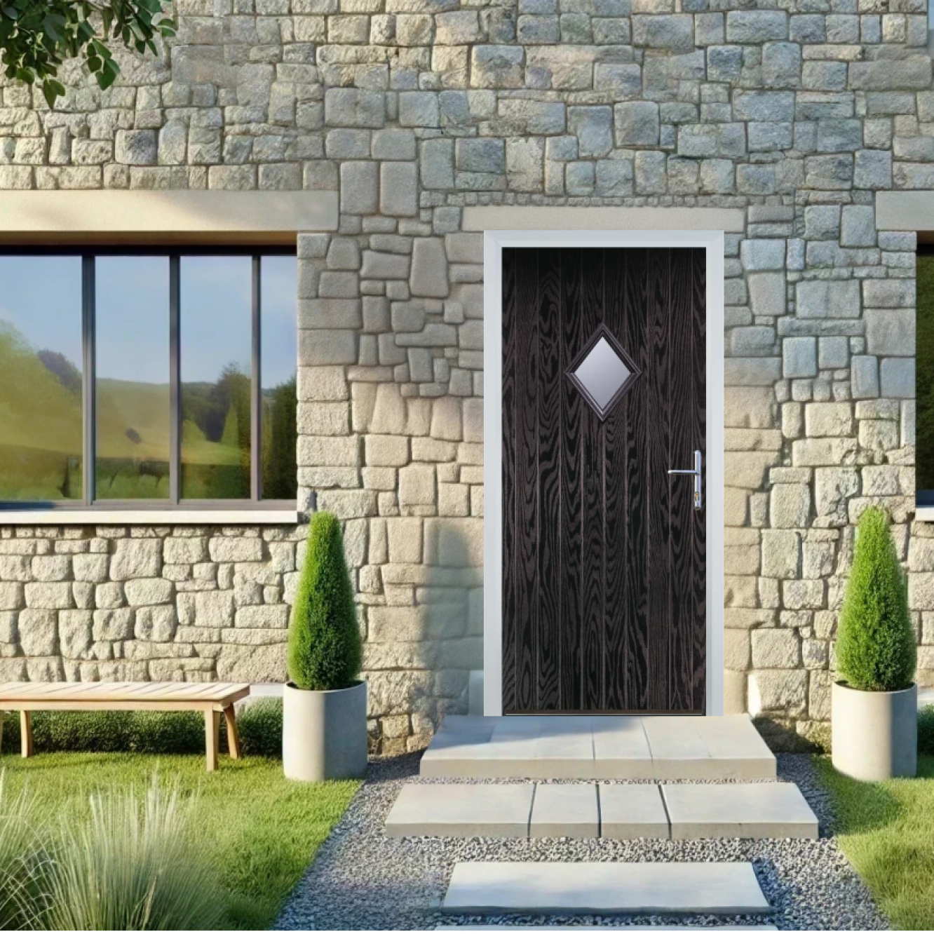 Door Stop Diamond (P) Composite Cottage Door In Black Brown Image
