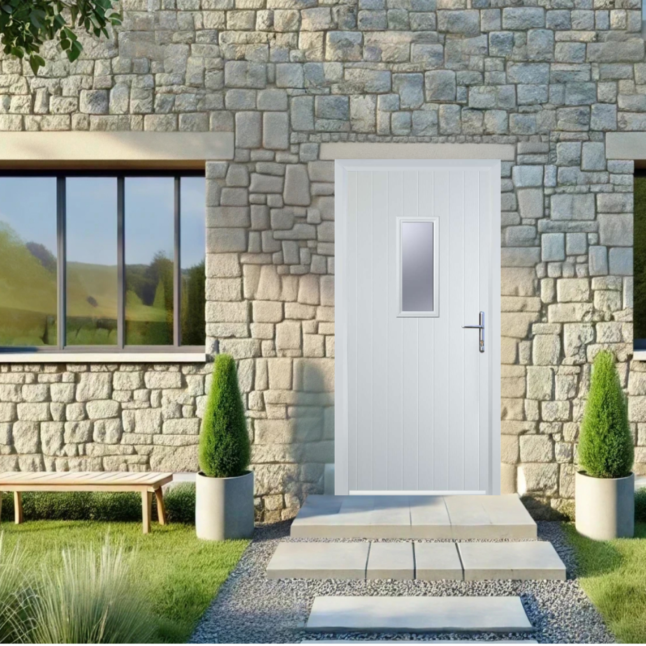 Door Stop 1 Square (U) Composite Cottage Door In White Image