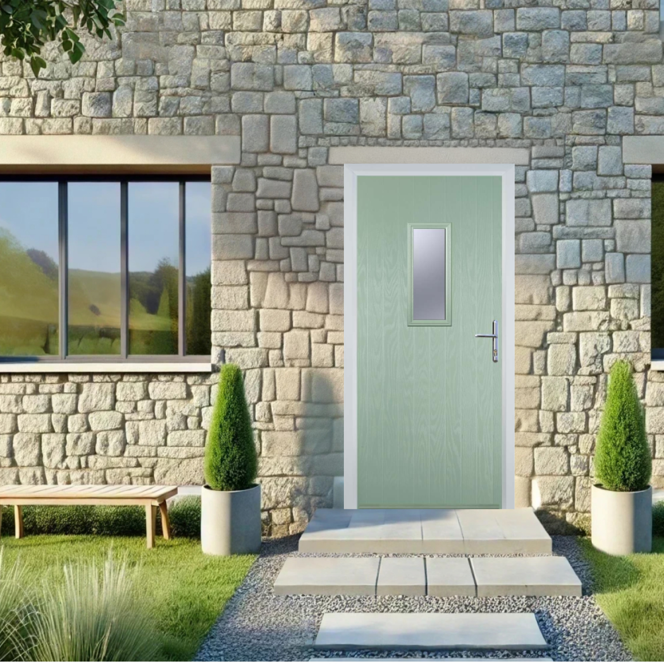 Door Stop 1 Square (U) Composite Cottage Door In Chartwell Green Image