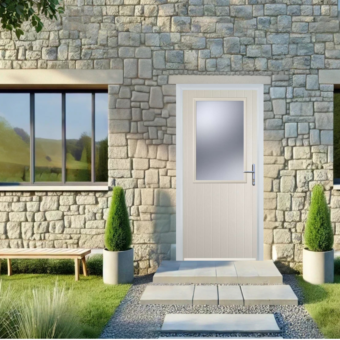 Door Stop Cottage Half Glaze (V) Composite Cottage Door In Cream Image