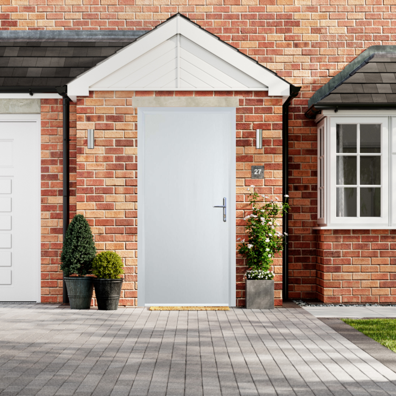Door Stop Cottage - Flush Grained (R) Composite Flush Door In White Image