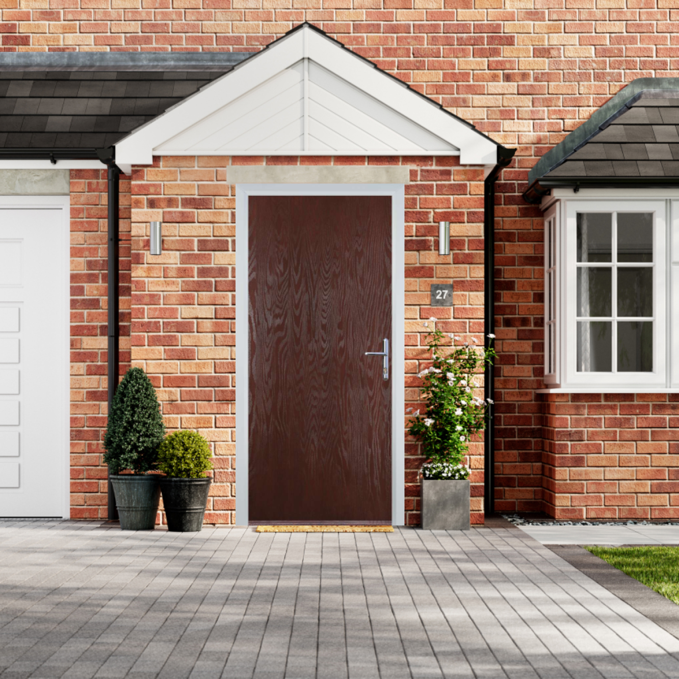 Door Stop Cottage - Flush Grained (R) Composite Flush Door In Dark Wood Image