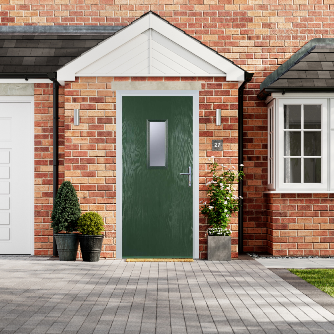 Door Stop 1 Square - Flush Grained (U) Composite Flush Door In Green Image
