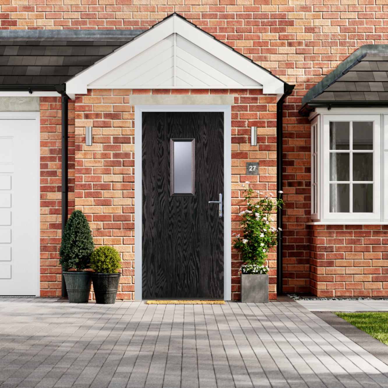 Door Stop 1 Square - Flush Grained (U) Composite Flush Door In Black Brown Image