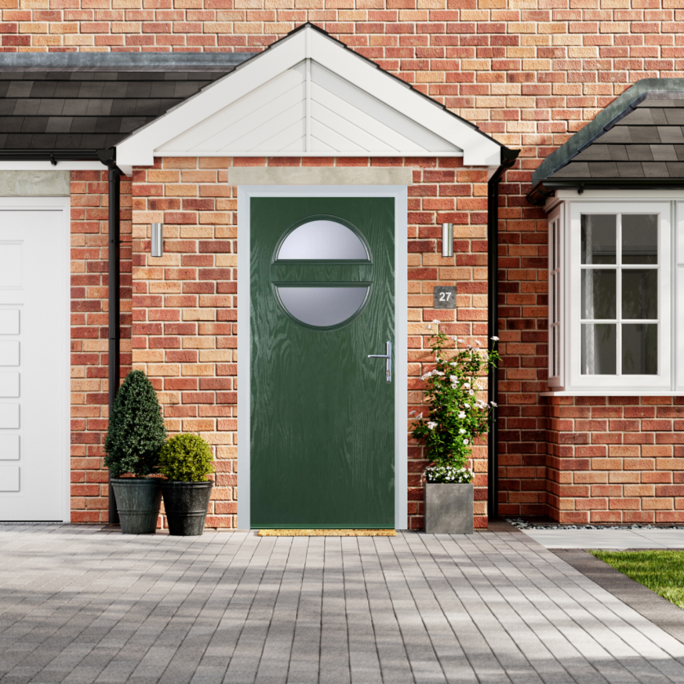Door Stop Circle - Flush Grained (X) Composite Flush Door In Green Image