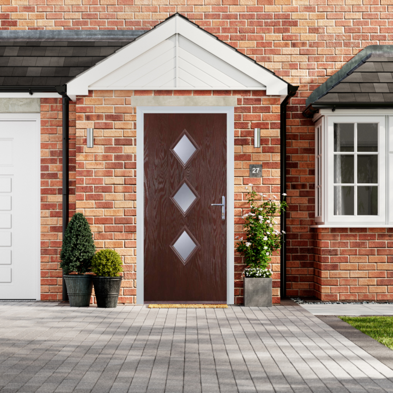 Door Stop 3 Diamond - Flush Grained (P3) Composite Flush Door In Dark Wood Image