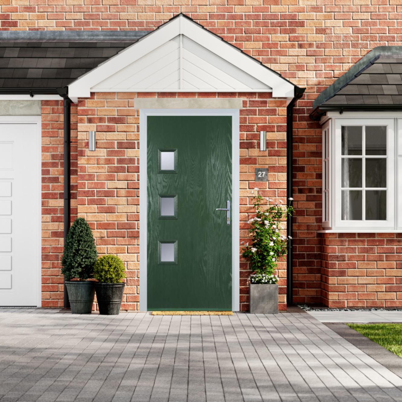 Door Stop 3 Square - Flush Grained (YH) Composite Flush Door In Green Image
