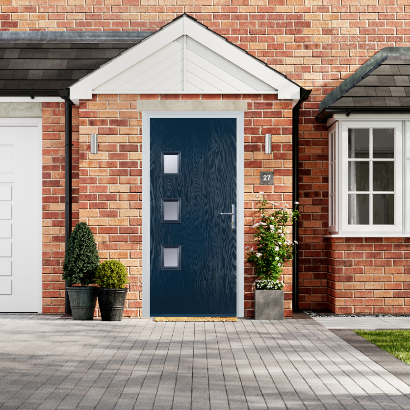 Door Stop 3 Square - Flush Grained (YH) Composite Flush Door In Blue Image