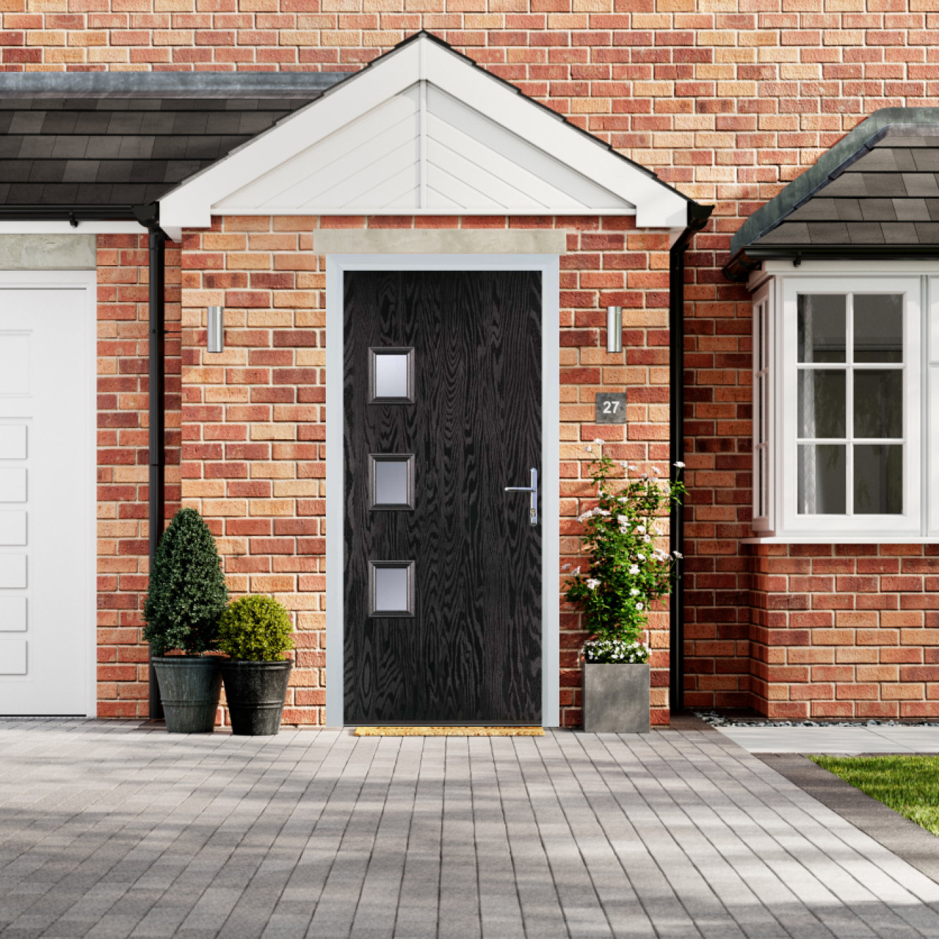 Door Stop 3 Square - Flush Grained (YH) Composite Flush Door In Black Brown Image