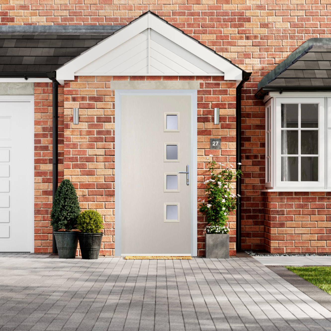 Door Stop 4 Square - Flush Grained (W4) Composite Flush Door In Cream Image