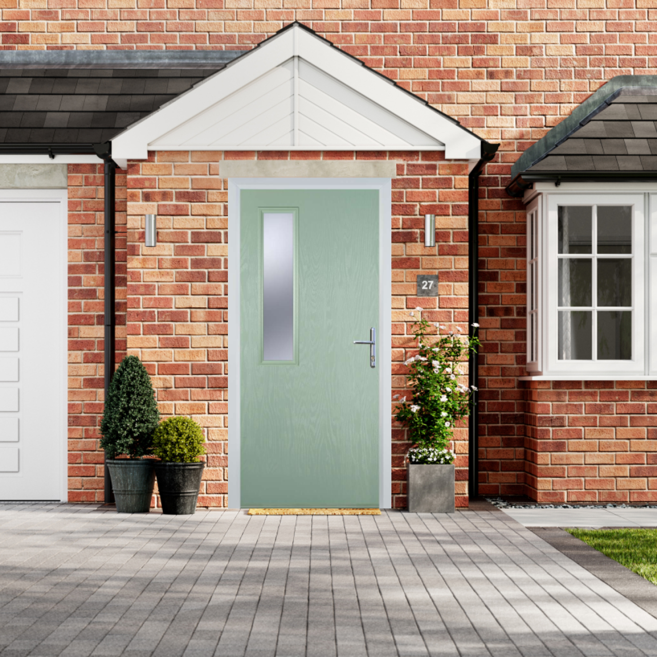 Door Stop Mid Square - Flush Grained (58) Composite Flush Door In Chartwell Green Image