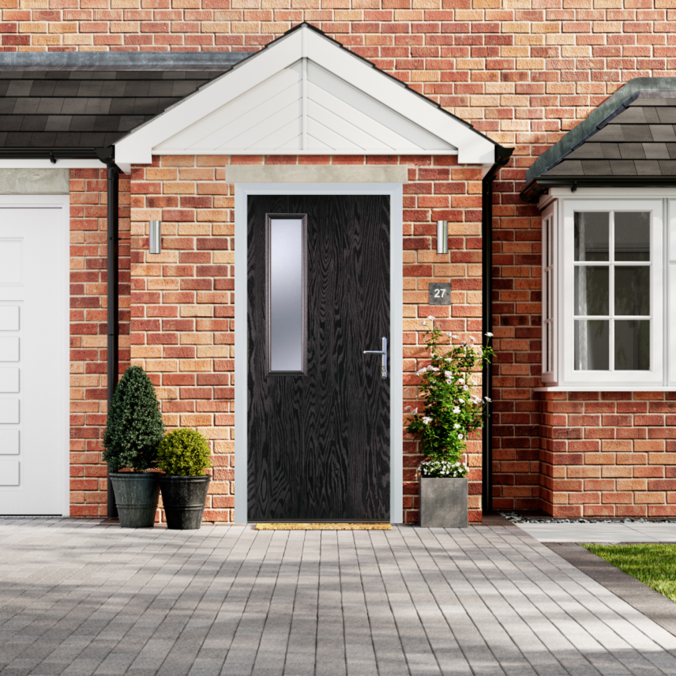 Door Stop Mid Square - Flush Grained (58) Composite Flush Door In Black Brown Image