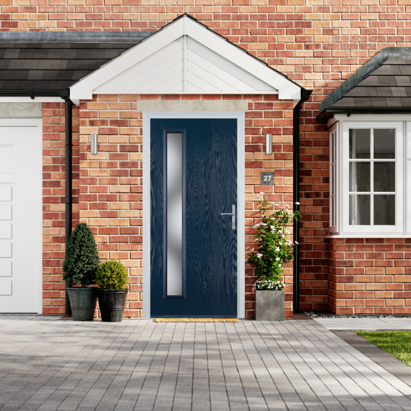 Door Stop Cottage Long - Flush Grained (60) Composite Flush Door In Blue Image