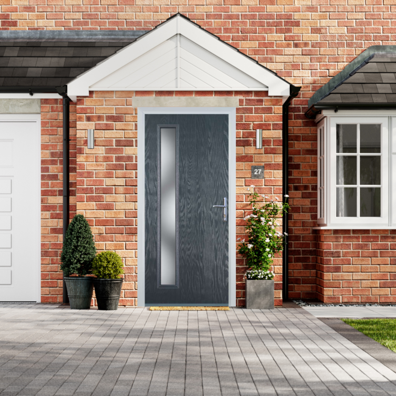 Door Stop Cottage Long - Flush Grained (60) Composite Flush Door In Grey Image