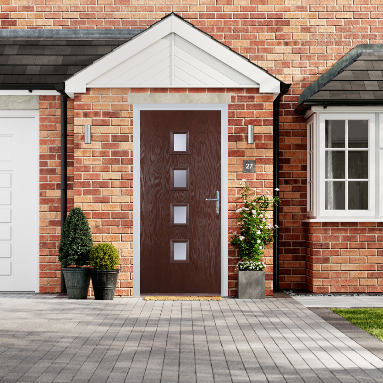 Door Stop 4 Square - Flush Grained (W) Composite Flush Door In Dark Wood Image