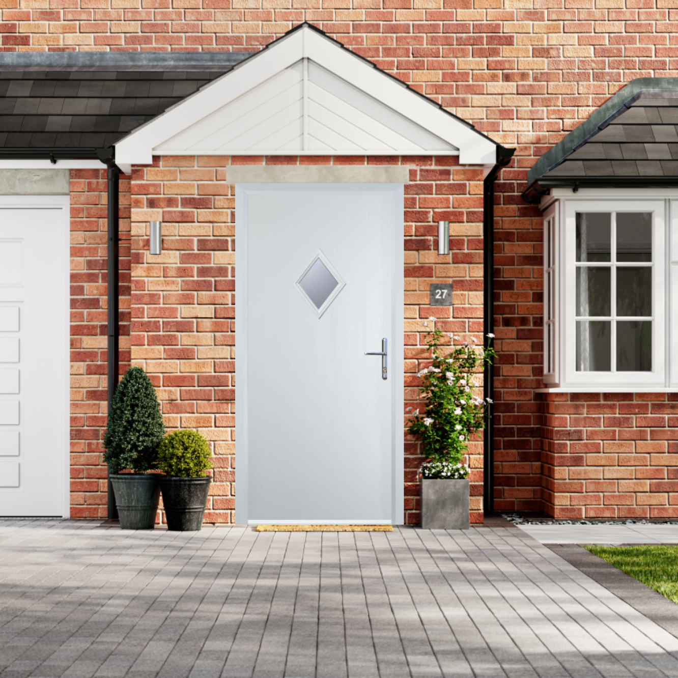 Door Stop Diamond - Flush Grained (P) Composite Flush Door In White Image