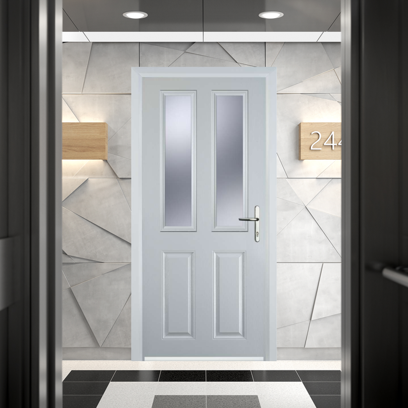 Door Stop 2 Panel 2 Square FD30 Fire Door In White Image