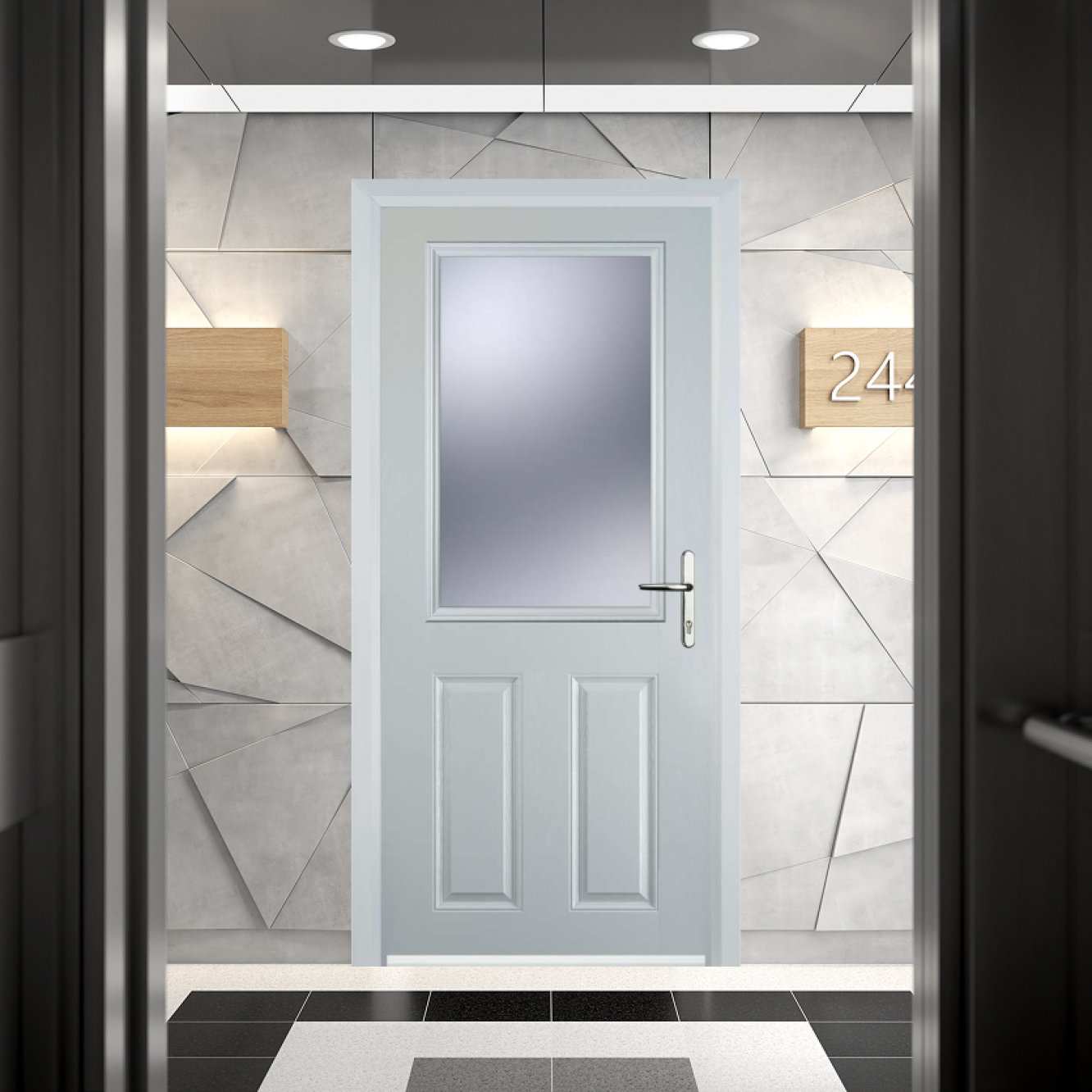 Door Stop 2 Panel 1 Square FD30 Fire Door In White Image