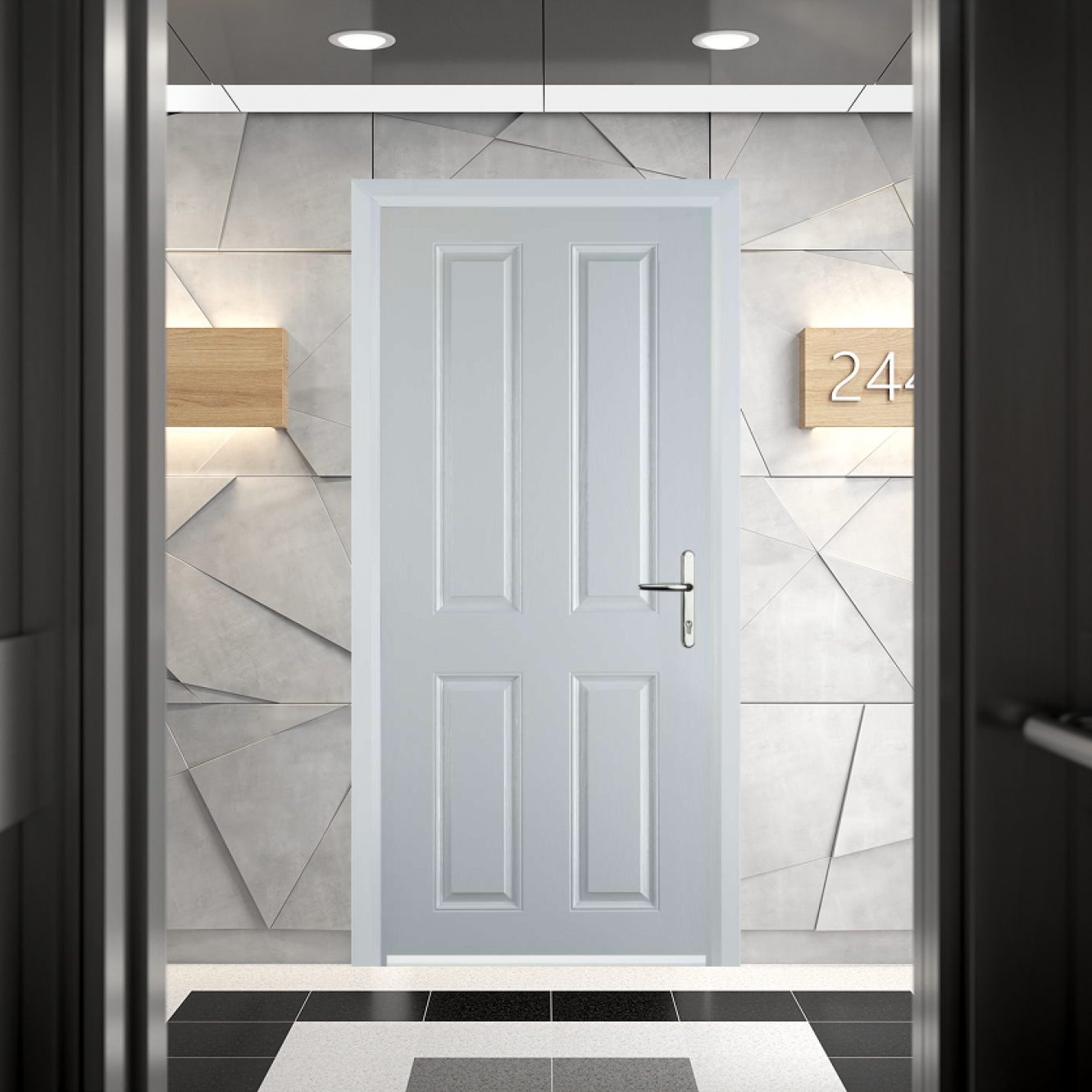 Door Stop 4 Panel FD30 Fire Door In White Image