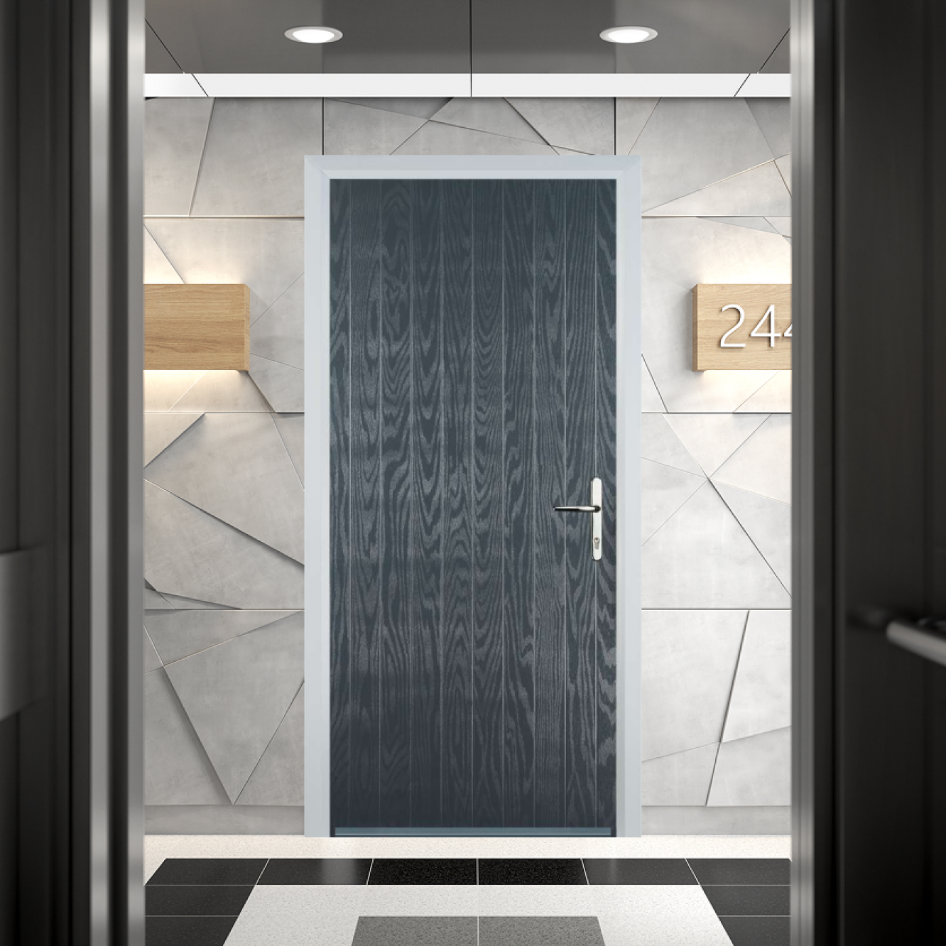 Door Stop Cottage FD30 Fire Door In Grey Image