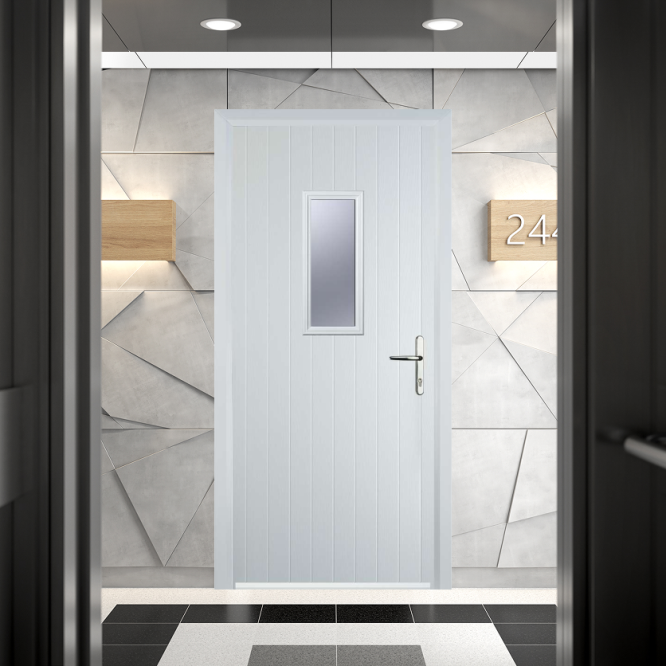 Door Stop 1 Square FD30 Fire Door In White Image