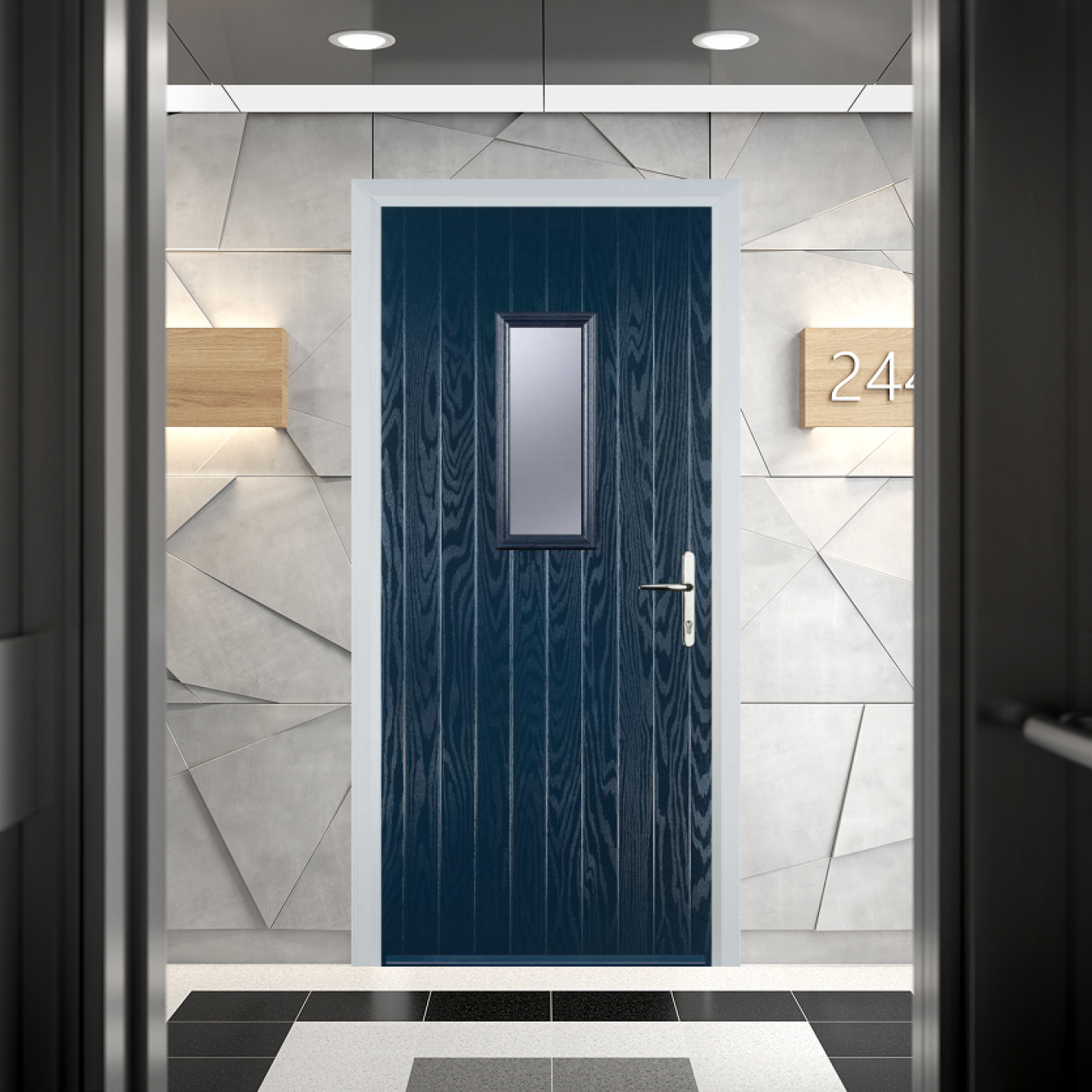 Door Stop 1 Square FD30 Fire Door In Blue Image