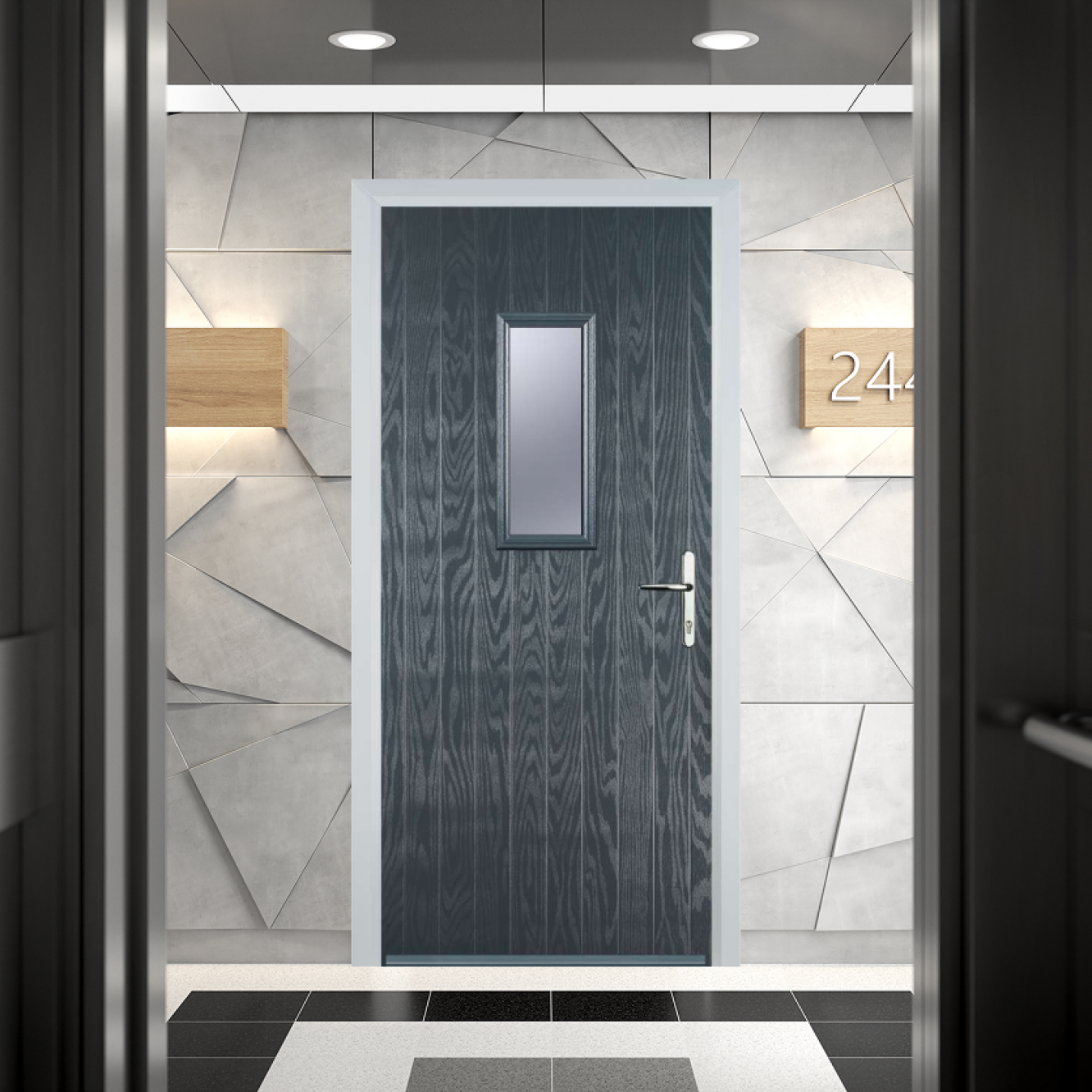Door Stop 1 Square FD30 Fire Door In Grey Image