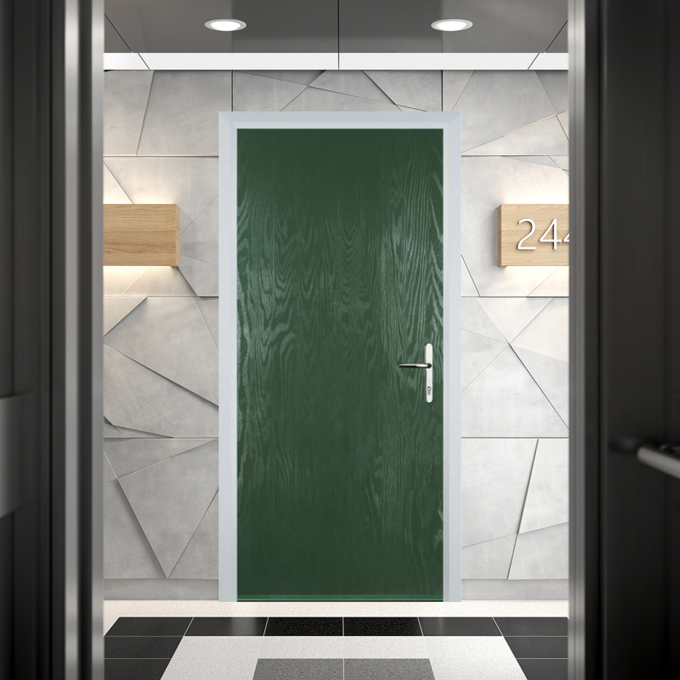 Door Stop Flush Cottage FD30 Fire Door In Green Image