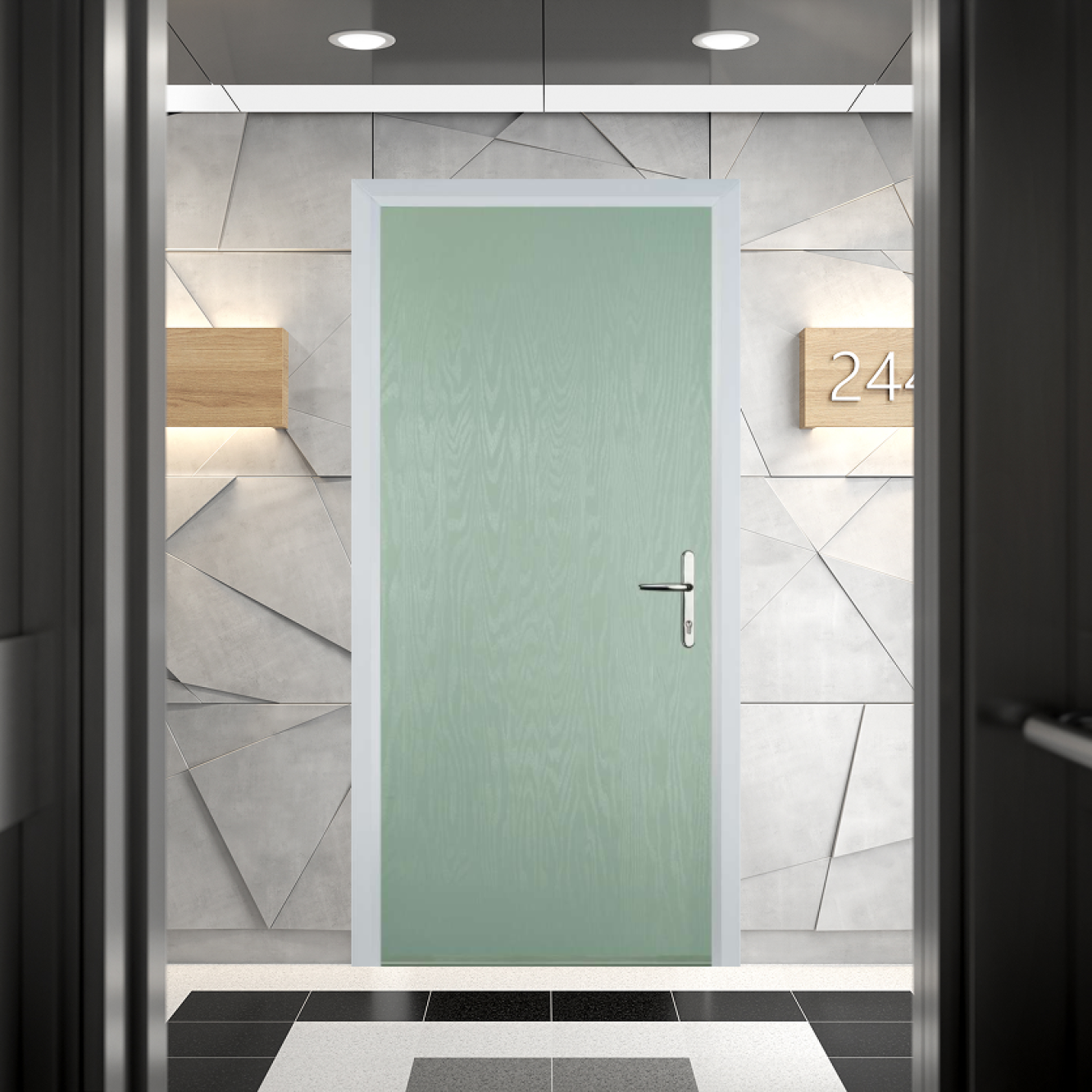 Door Stop Flush Cottage FD30 Fire Door In Chartwell Green Image