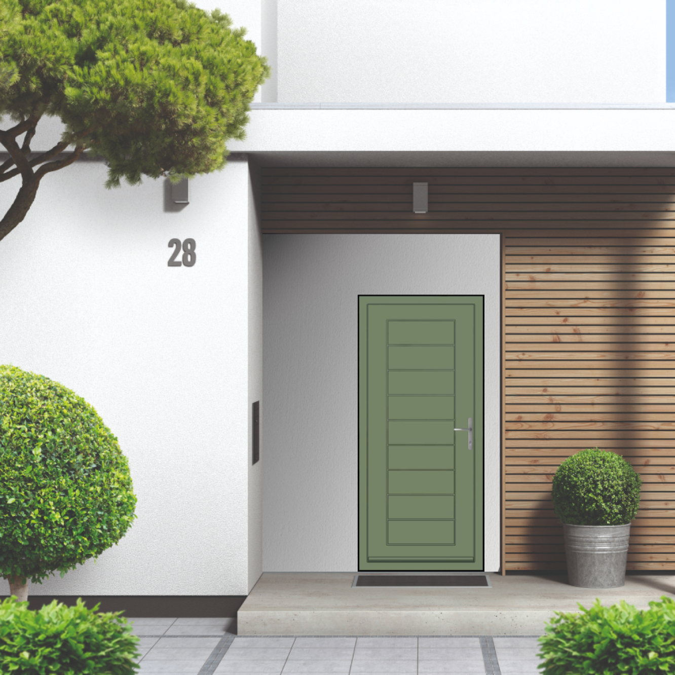 Smart Signature Portobello Aluminium Composite Door In Resesa Green (RAL 6011S) Image