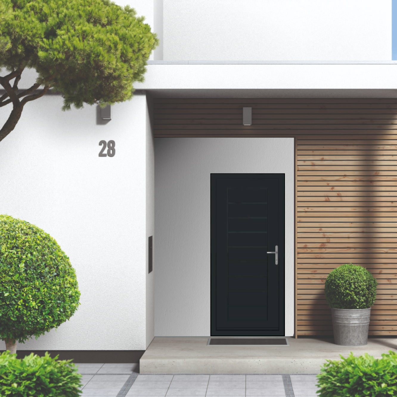 Smart Signature Portobello Aluminium Composite Door In Black Grey (RAL 7021S) Image