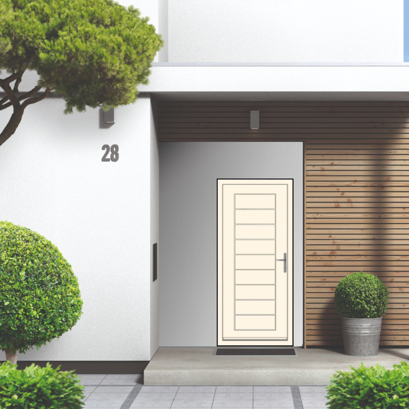 Smart Signature Portobello Aluminium Composite Door In Cream (RAL 9001S) Image