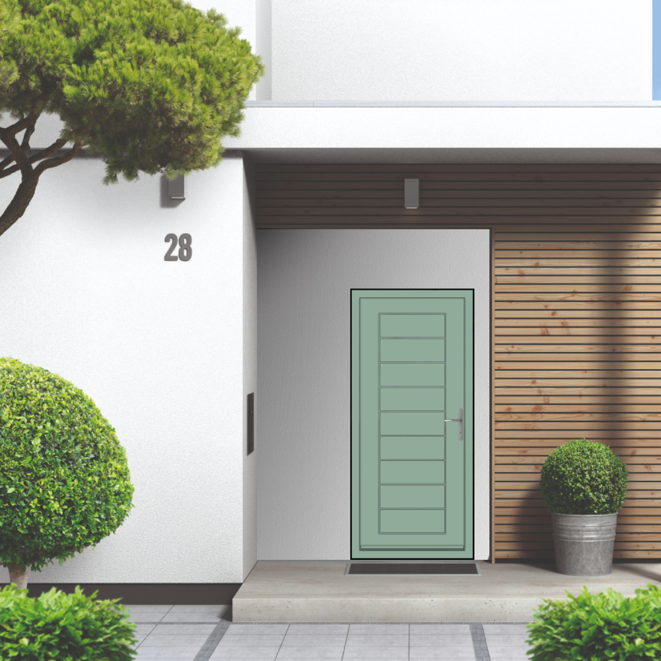 Smart Signature Portobello Aluminium Composite Door In ICEPLANT GREEN (RAL 14C35M) Image