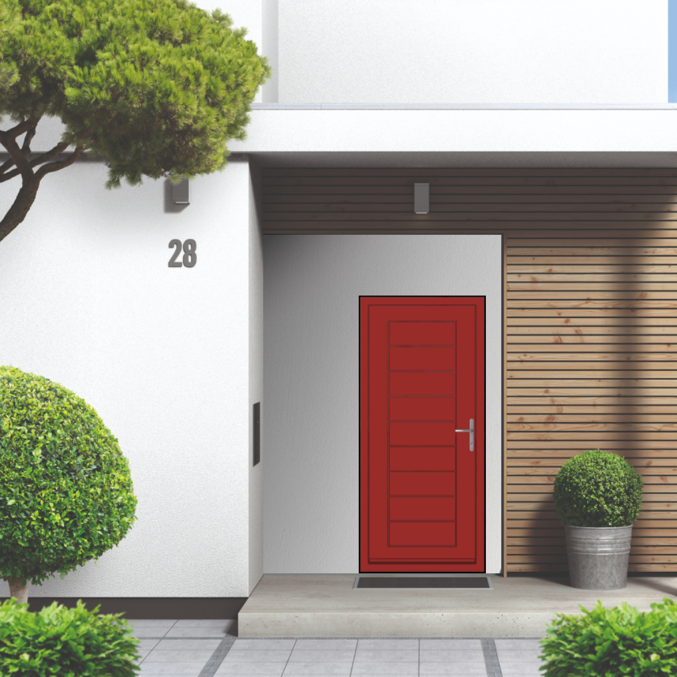 Smart Signature Portobello Aluminium Composite Door In Flame red (RAL 3000M) Image